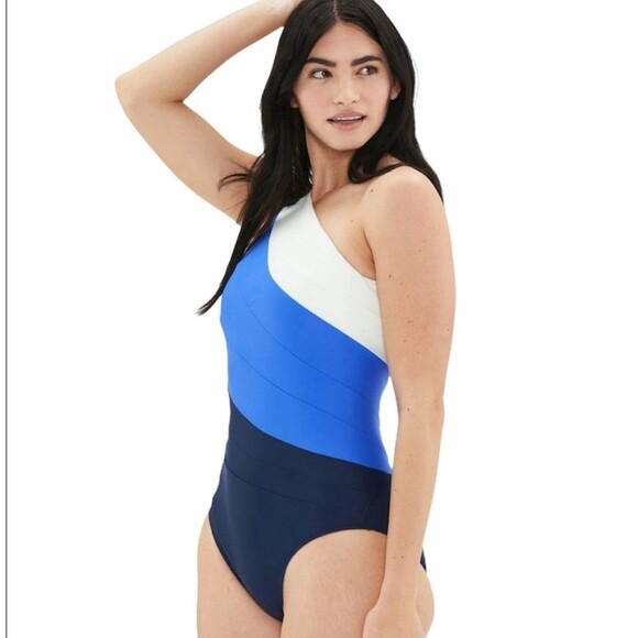Summersalt Other - Summersalt Women’s 12 Sidestroke One Shoulder One Piece Swimsuit Blue Stripe